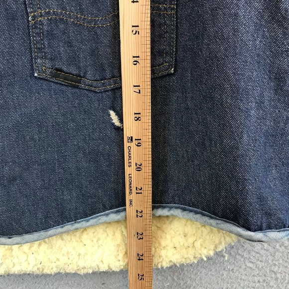 Vintage Sears Roebucks Western Vest Mens XL Sherpa Lined Denim Snap Button - Picture 5 of 8